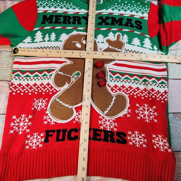 Ugly Christmas Sweater Adult Large Spencers Workshop Gingerbread Man - Picture 6 of 8